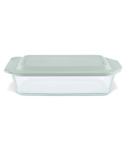Pyrex Deep 9 x 13" Rectangular Glass Baking Dish with Sage Green Lid