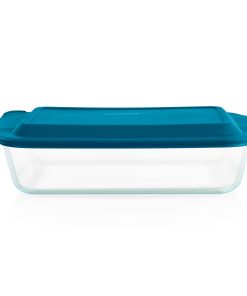 Pyrex Deep 9 x 13" Rectangular Glass Baking Dish with Blue Lid