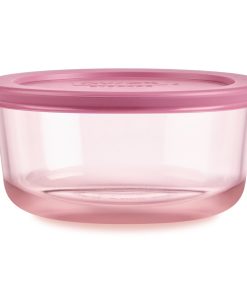 Pyrex Simply Store Tinted Glass 4-cup Round Storage Container with Lid, Pink