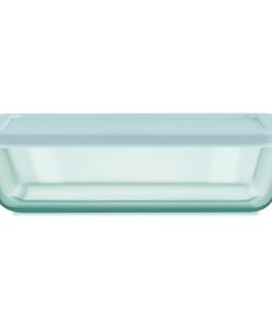 Pyrex Simply Store Tinted Glass 6-cup Rectangle Storage Container with Lid, Aqua