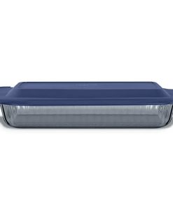 Pyrex Colors Sculpted Tinted 9" x 13" Baking Dish with Plastic Lid, Smoke